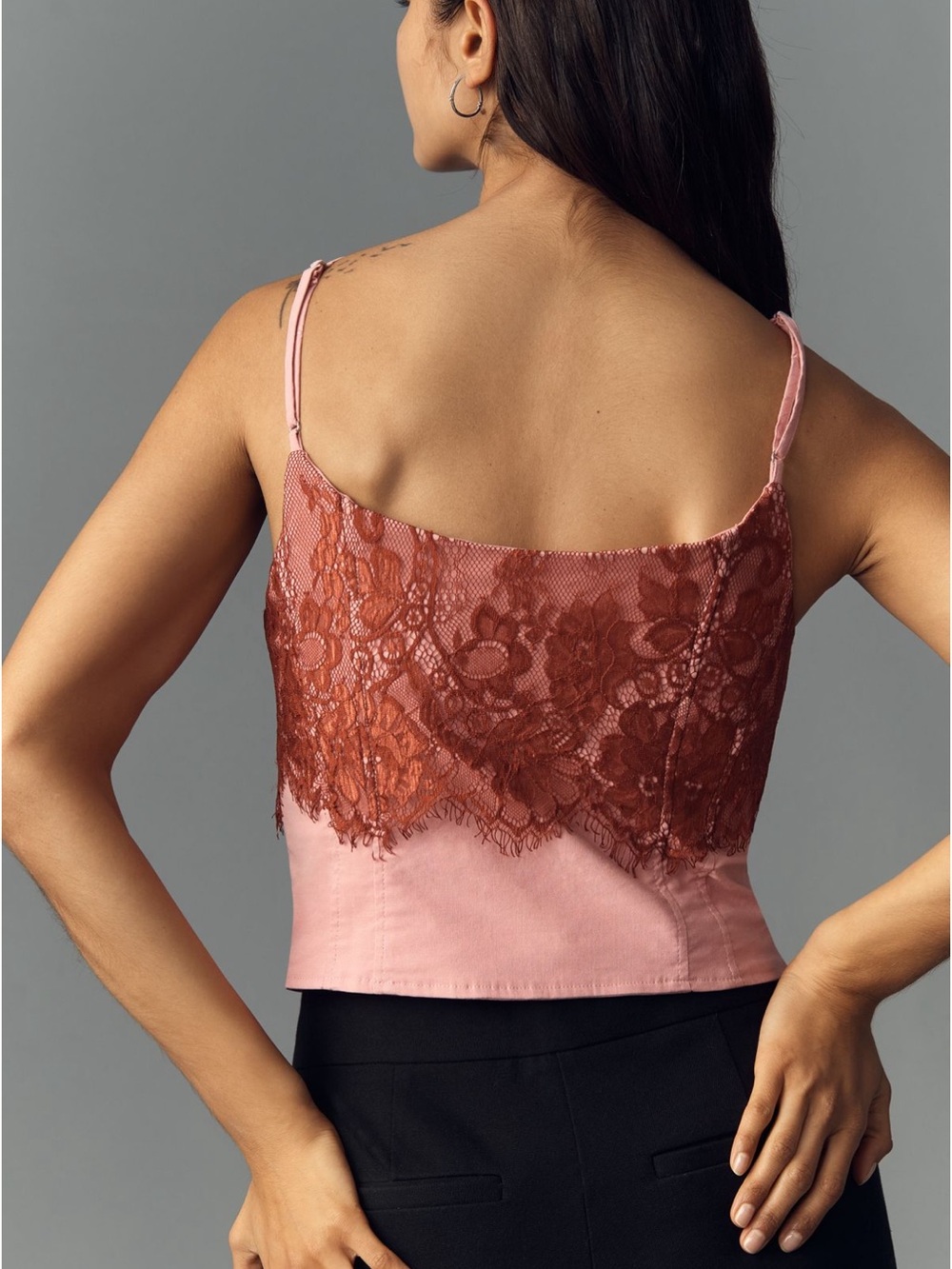 ANTHROPOLOGIE MAEVE Lace Bow Halter Tank Top in Powder Pink size Small - Picture 3 of 9